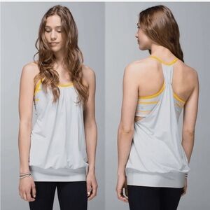 Lululemon No Limits Tank Clear Silver Spoon/Pop Stripe Heathered Light Gray 10